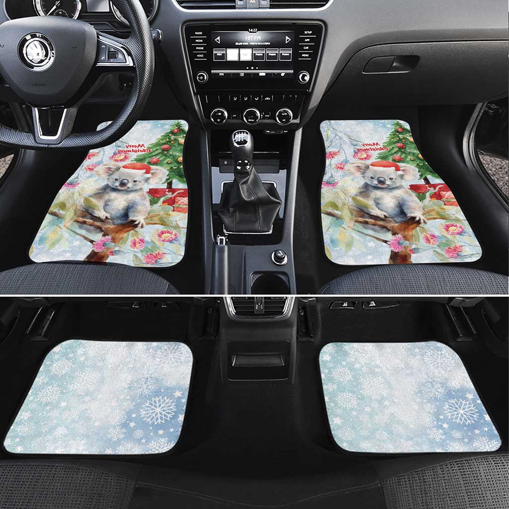 Australia Christmas Car Mats Koala Santa With Eucalyptus - Watercolor
