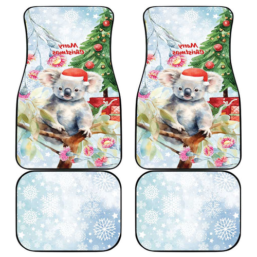 Australia Christmas Car Mats Koala Santa With Eucalyptus - Watercolor