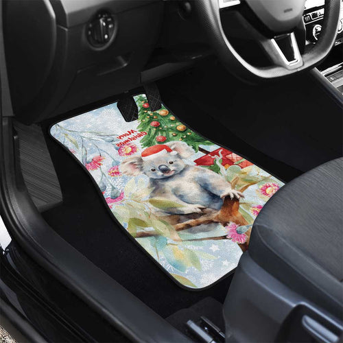Australia Christmas Car Mats Koala Santa With Eucalyptus - Watercolor