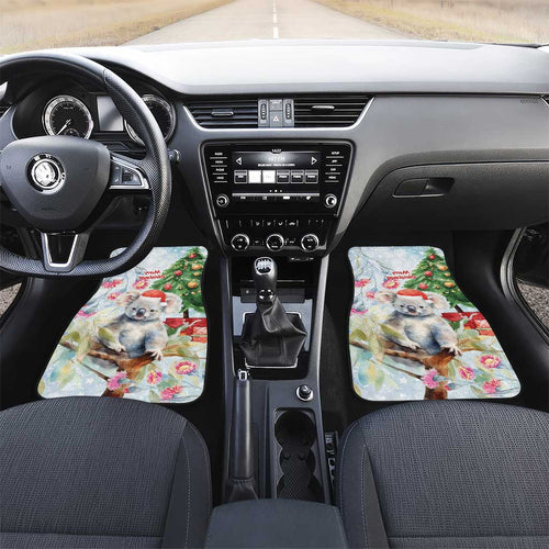Australia Christmas Car Mats Koala Santa With Eucalyptus - Watercolor