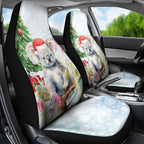 Australia Christmas Car Seat Cover Koala Santa With Eucalyptus - Watercolor