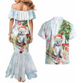 Australia Christmas Couples Matching Mermaid Dress and Hawaiian Shirt Koala Santa With Eucalyptus - Watercolor