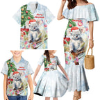Australia Christmas Family Matching Mermaid Dress and Hawaiian Shirt Koala Santa With Eucalyptus - Watercolor