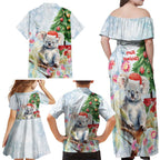 Australia Christmas Family Matching Off Shoulder Maxi Dress and Hawaiian Shirt Koala Santa With Eucalyptus - Watercolor