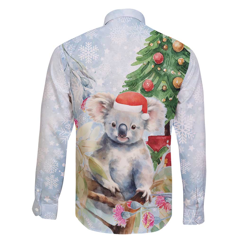 Australia Christmas Family Matching Summer Maxi Dress and Hawaiian Shirt Koala Santa With Eucalyptus - Watercolor