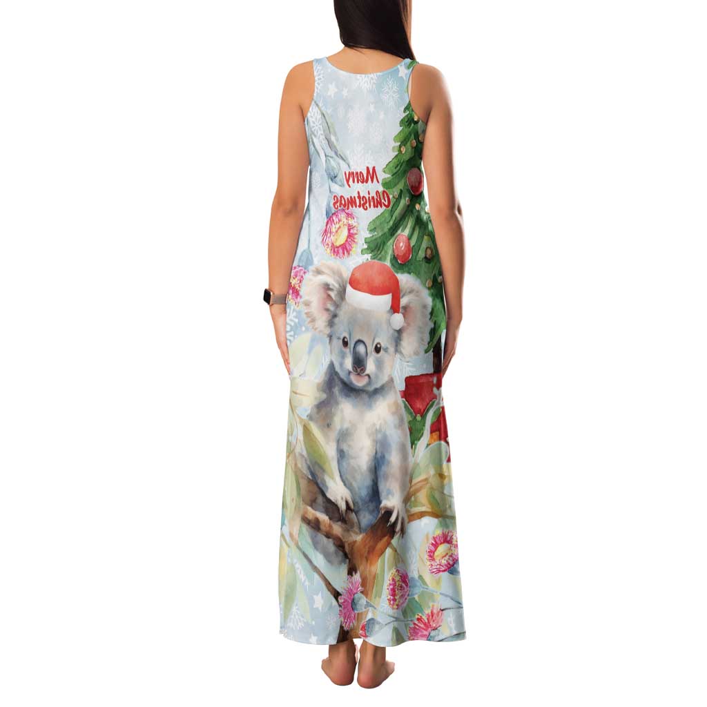 Australia Christmas Family Matching Tank Maxi Dress and Hawaiian Shirt Koala Santa With Eucalyptus - Watercolor