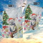 Australia Christmas Garden Flag Koala Santa With Eucalyptus - Watercolor