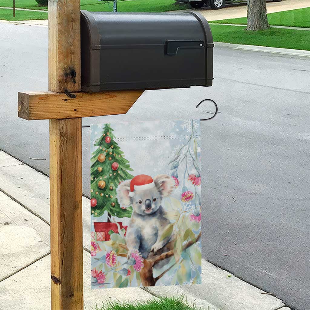 Australia Christmas Garden Flag Koala Santa With Eucalyptus - Watercolor