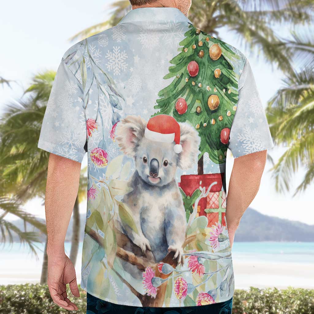 Australia Christmas Hawaiian Shirt Koala Santa With Eucalyptus - Watercolor