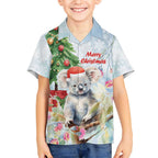 Australia Christmas Kid Hawaiian Shirt Koala Santa With Eucalyptus - Watercolor