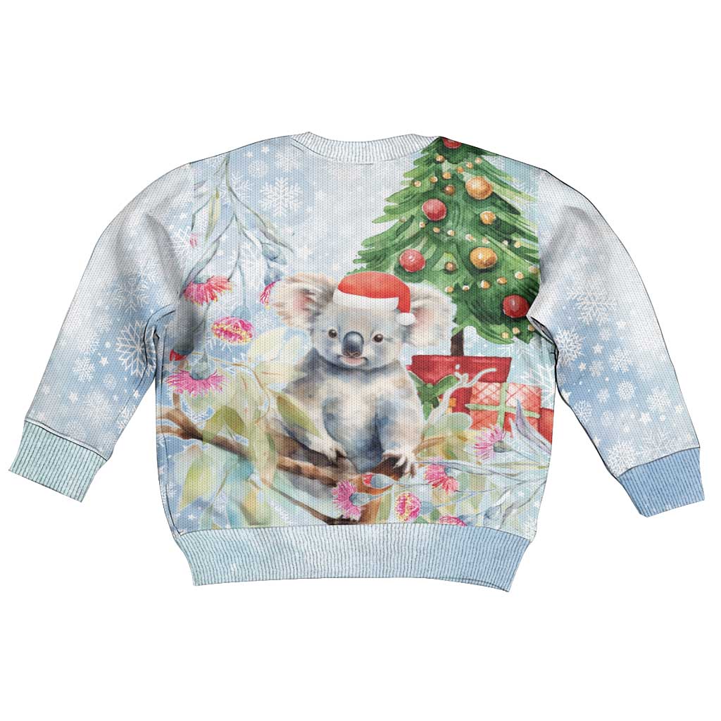 Australia Christmas Kid Ugly Christmas Sweater Koala Santa With Eucalyptus - Watercolor