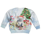 Australia Christmas Kid Ugly Christmas Sweater Koala Santa With Eucalyptus - Watercolor