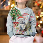 Australia Christmas Kid Ugly Christmas Sweater Koala Santa With Eucalyptus - Watercolor