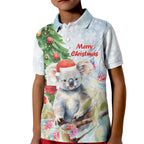 Australia Christmas Kid Polo Shirt Koala Santa With Eucalyptus - Watercolor