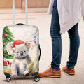 Australia Christmas Luggage Cover Koala Santa With Eucalyptus - Watercolor