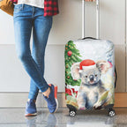 Australia Christmas Luggage Cover Koala Santa With Eucalyptus - Watercolor
