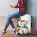 Australia Christmas Luggage Cover Koala Santa With Eucalyptus - Watercolor