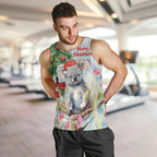 Australia Christmas Men Tank Top Koala Santa With Eucalyptus - Watercolor