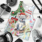 Australia Christmas Men Tank Top Koala Santa With Eucalyptus - Watercolor
