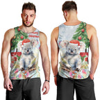 Australia Christmas Men Tank Top Koala Santa With Eucalyptus - Watercolor