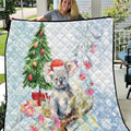 Australia Christmas Quilt Koala Santa With Eucalyptus - Watercolor
