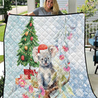 Australia Christmas Quilt Koala Santa With Eucalyptus - Watercolor