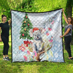 Australia Christmas Quilt Koala Santa With Eucalyptus - Watercolor