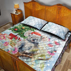 Australia Christmas Quilt Bed Set Koala Santa With Eucalyptus - Watercolor
