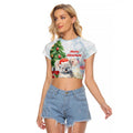 Australia Christmas Raglan Cropped T Shirt Koala Santa With Eucalyptus - Watercolor