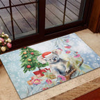 Australia Christmas Rubber Doormat Koala Santa With Eucalyptus - Watercolor