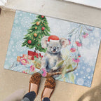 Australia Christmas Rubber Doormat Koala Santa With Eucalyptus - Watercolor