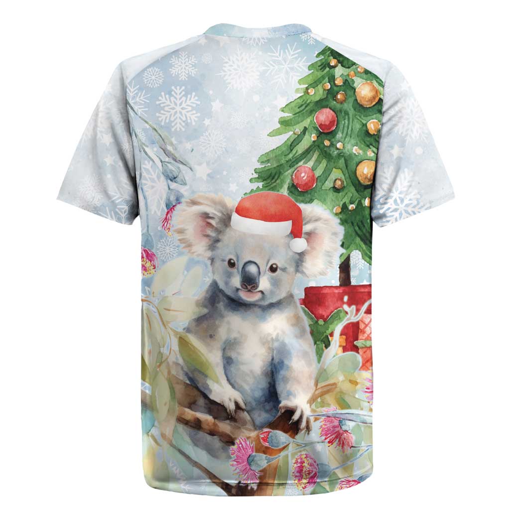 Australia Christmas Rugby Jersey Koala Santa With Eucalyptus - Watercolor