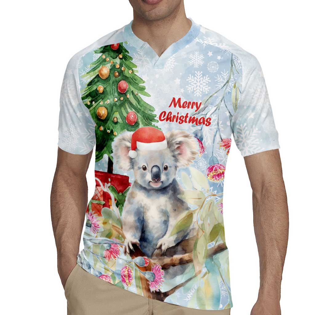 Australia Christmas Rugby Jersey Koala Santa With Eucalyptus - Watercolor