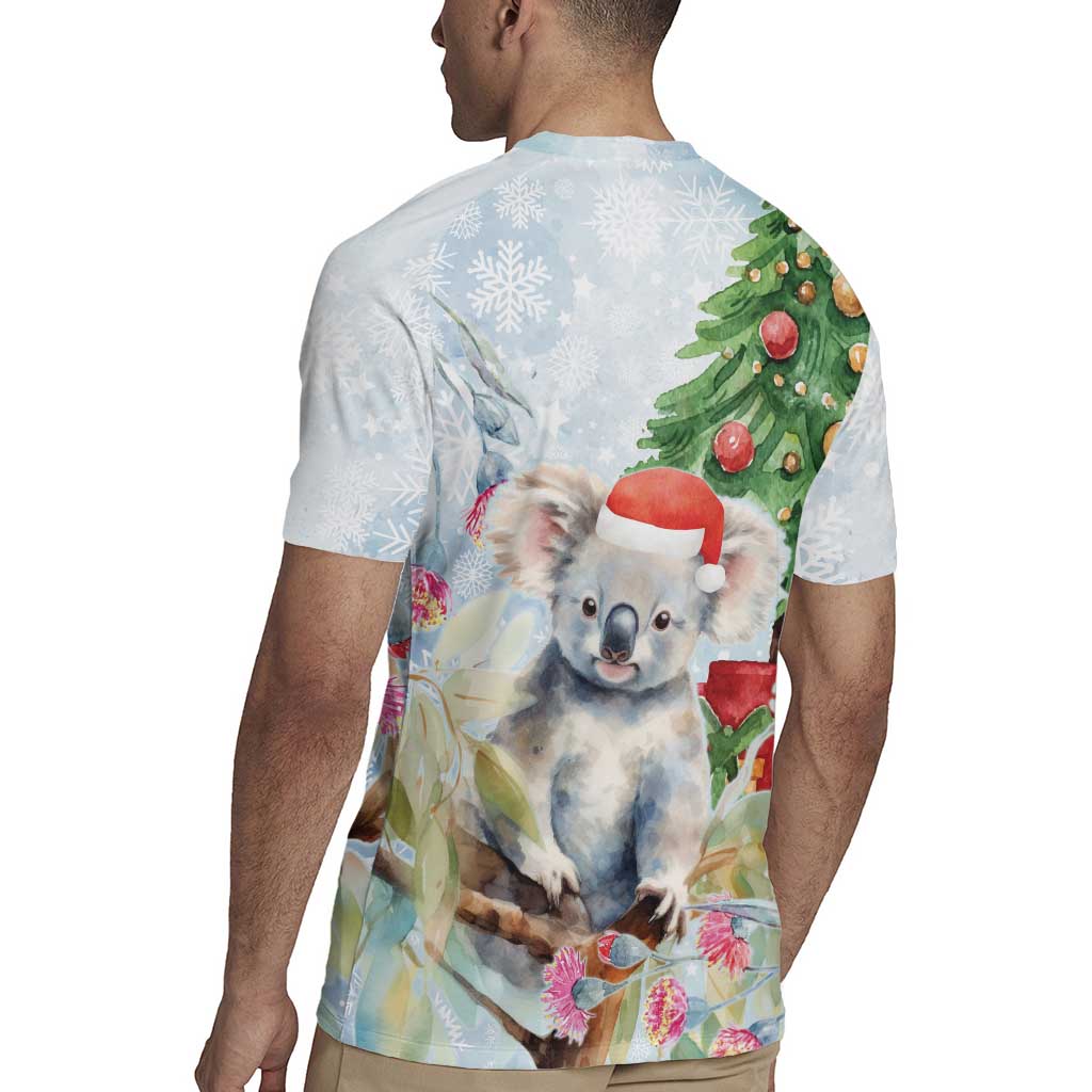 Australia Christmas Rugby Jersey Koala Santa With Eucalyptus - Watercolor