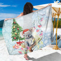 Australia Christmas Sarong Koala Santa With Eucalyptus - Watercolor