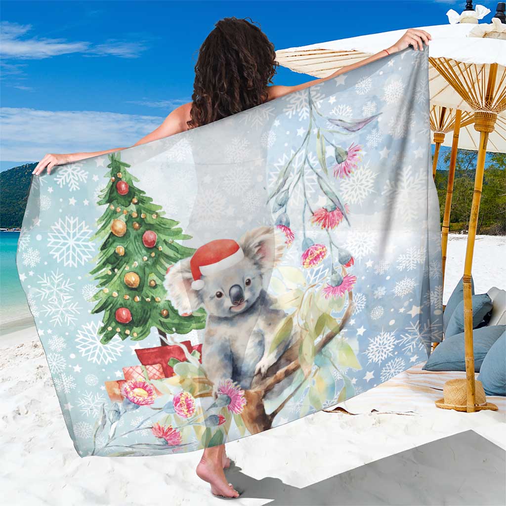 Australia Christmas Sarong Koala Santa With Eucalyptus - Watercolor