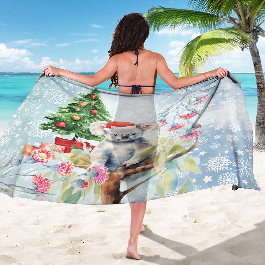 Australia Christmas Sarong Koala Santa With Eucalyptus - Watercolor