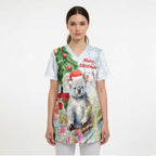 Australia Christmas Scrub Top Koala Santa With Eucalyptus - Watercolor - Aussie Hoodie