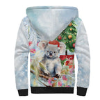 Australia Christmas Sherpa Hoodie Koala Santa With Eucalyptus - Watercolor