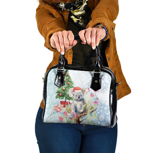 Australia Christmas Shoulder Handbag Koala Santa With Eucalyptus - Watercolor