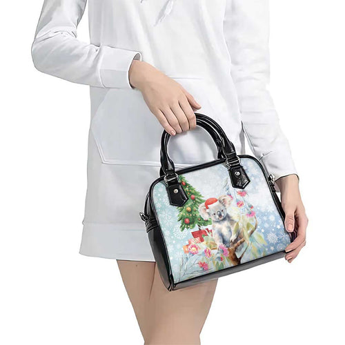 Australia Christmas Shoulder Handbag Koala Santa With Eucalyptus - Watercolor