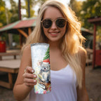 Australia Christmas Skinny Tumbler Koala Santa With Eucalyptus - Watercolor
