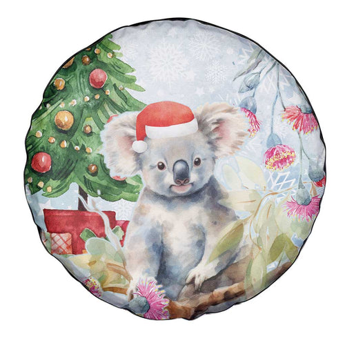 Australia Christmas Spare Tire Cover Koala Santa With Eucalyptus - Watercolor