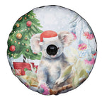 Australia Christmas Spare Tire Cover Koala Santa With Eucalyptus - Watercolor