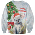 Australia Christmas Sweatshirt Koala Santa With Eucalyptus - Watercolor