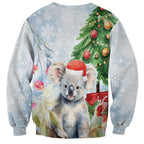 Australia Christmas Sweatshirt Koala Santa With Eucalyptus - Watercolor