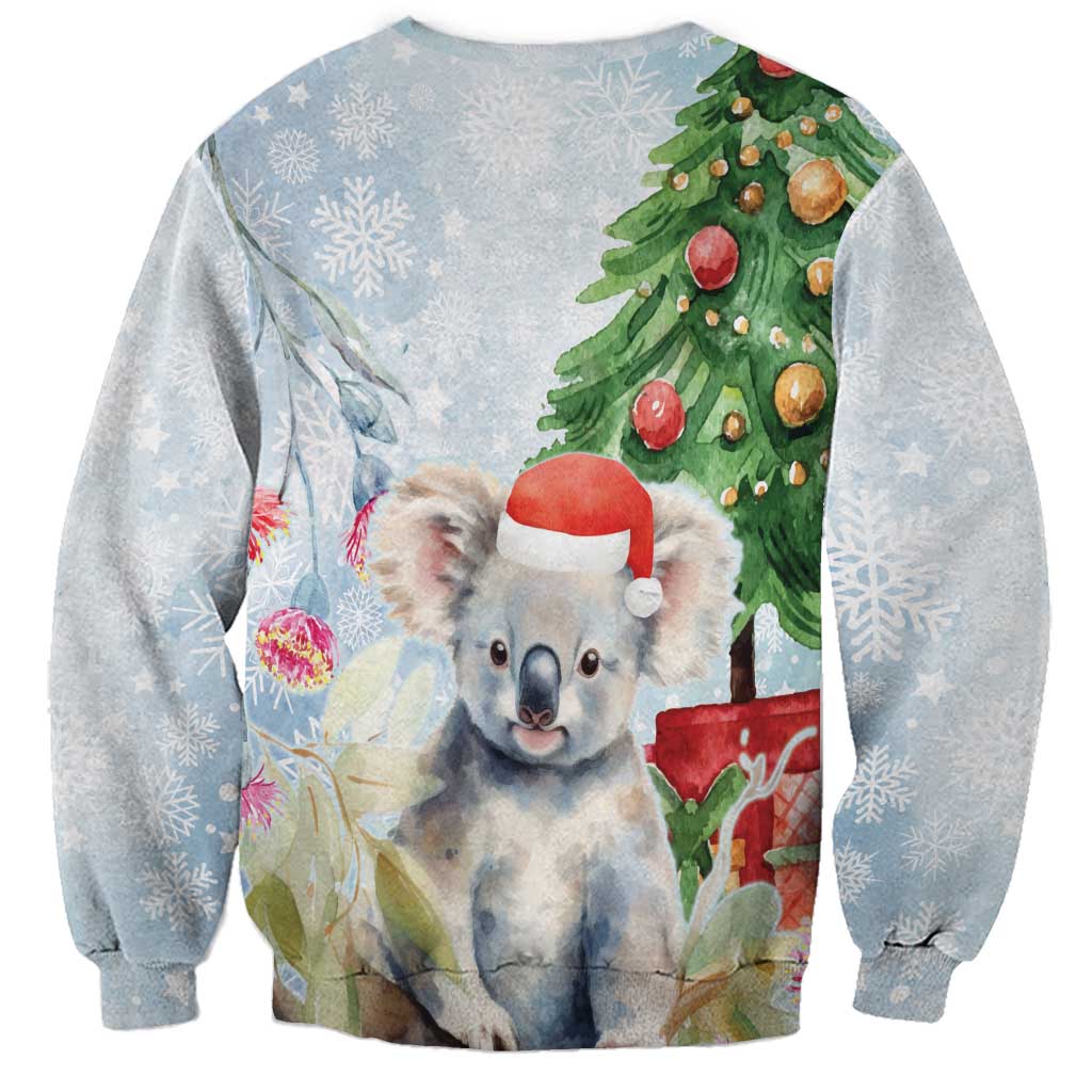Australia Christmas Sweatshirt Koala Santa With Eucalyptus - Watercolor