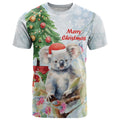 Australia Christmas T Shirt Koala Santa With Eucalyptus - Watercolor