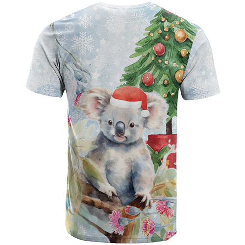 Australia Christmas T Shirt Koala Santa With Eucalyptus - Watercolor