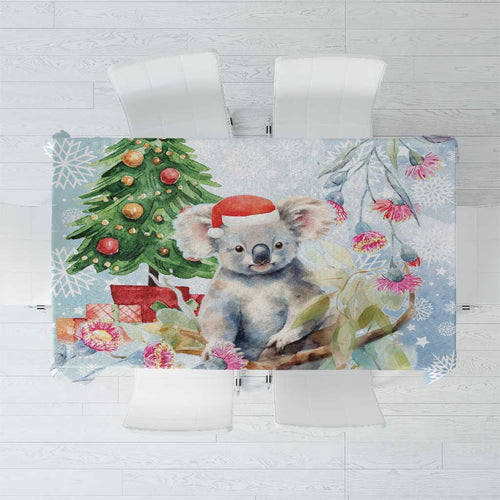 Australia Christmas Tablecloth Koala Santa With Eucalyptus - Watercolor